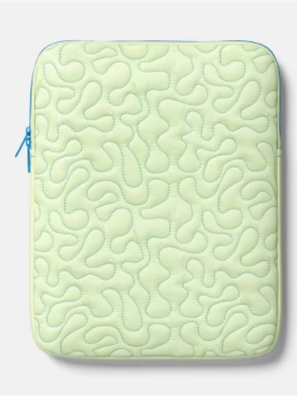 heyday 13” Quilted Green Tablet Sleeve with Blue Zipper (Hold Up To 12.9” Tablet